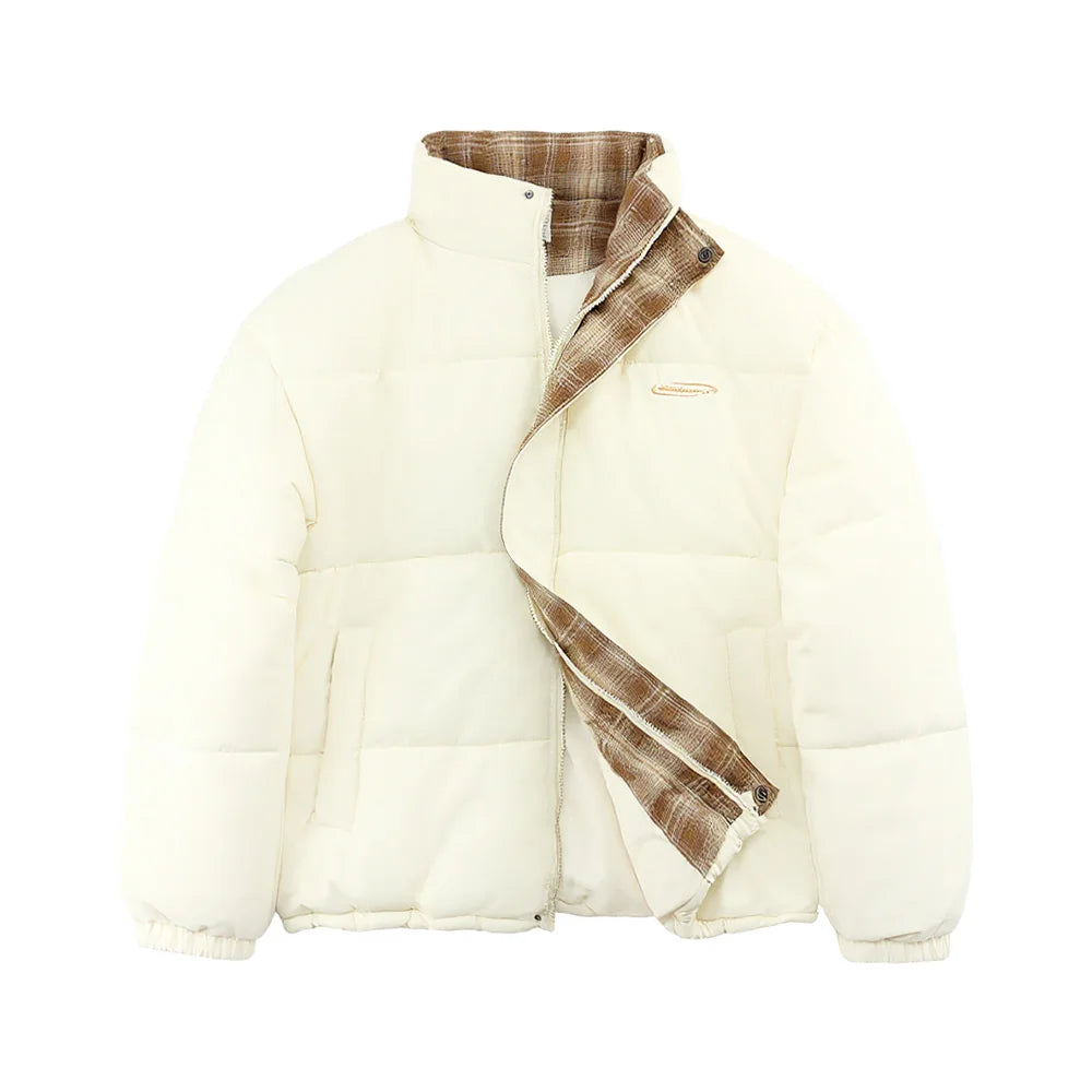 Veidoorn Unisex Short Parka Coat with Stand Collar Warm Thermal Puffer Jacket for Winter Puffy Outdoor Streetwear