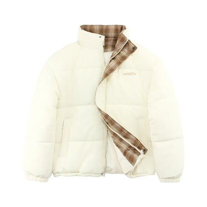Veidoorn Unisex Short Parka Coat with Stand Collar Warm Thermal Puffer Jacket for Winter Puffy Outdoor Streetwear