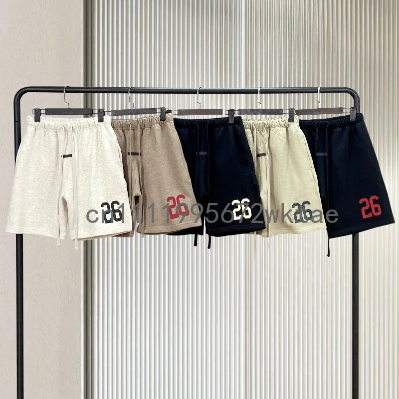 FW26 Double Line Luxury Design Men's Casual Shorts Rubber Number 26 Logo Shorts Designer Brand Couple High Street Loose Shorts