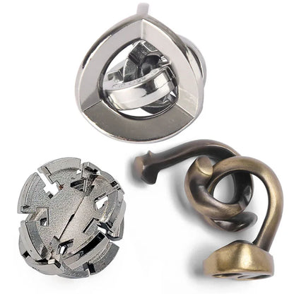 3PCS Classic IQ Metal Brain Teaser Puzzle Set High Difficult Brain Teaser Magic Toys Unlock Interlocking Games Juegos De Ingenio