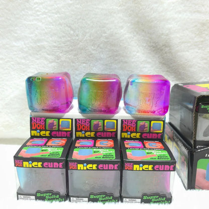 Schylling NeeDoh Rainbow Cube Squishy Fidget Toy CubeStress Relief and Fingertip Release Toy Sensory Stress Reliever Fidget Tool