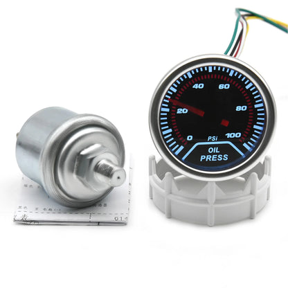 2" 52mm Universal 12V LED Smoke Len -1~0~2 BAR Turbo Boost Gauge Meter / Turbo Boost Meter with White LED Backlight For 12V Car