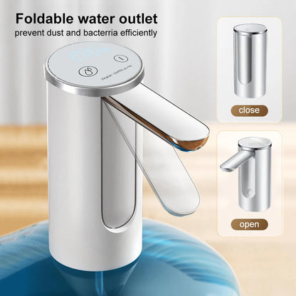 Electric Water Gallon Bottle Pump Automatic Folding Water Dispenser Pump 19 Liters Rechargeable Foldable Desk Water Bottle Pump