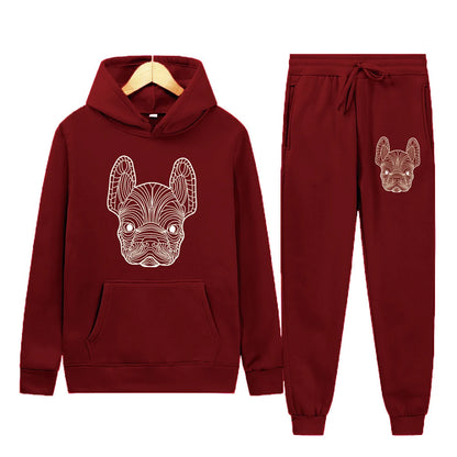 Men's and women's printed hooded sweatshirts and pants animal paw printed sportswear running autumn and winter casual fashion