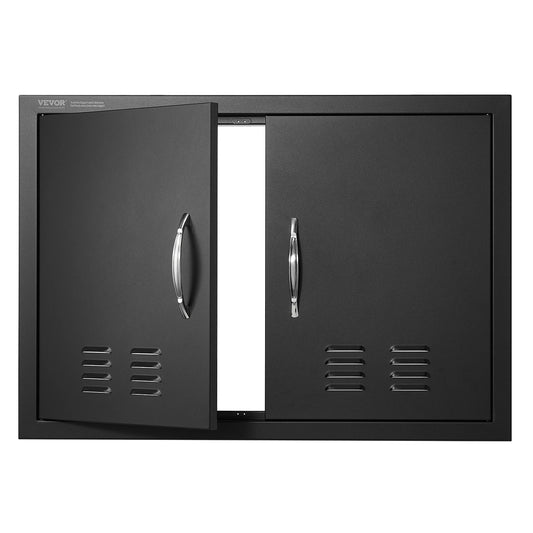 SucceBuy BBQ Access Door Double Outdoor Kitchen Door Wall Vertical Door with Handles and Ventss for BBQ Island Grilling Station