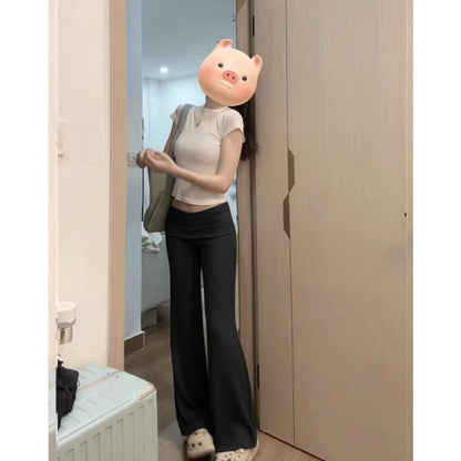 Gray Comfortable Loose Feeling Micro Flared Casual Pants Women's Spring Summer New Elastic Slimming Sports Yoga Floor-Length ...