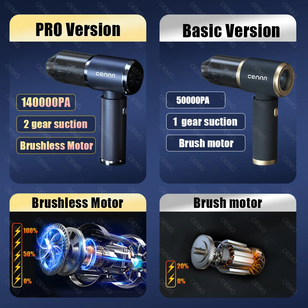 CENRR Car Vacuum Cleaner Strong Suction Powerful Handheld Wireless Vacuum Cleaner Mini Blower Car Cleaning Kit Home Appliance