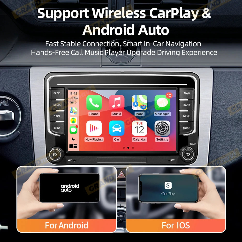 GRANDnavi Android13 Car Radio GPS For VW Volkswagen Skoda Octavia Golf 5 6 Touran Passat B6 Polo Jetta 2Din Multimedia Player