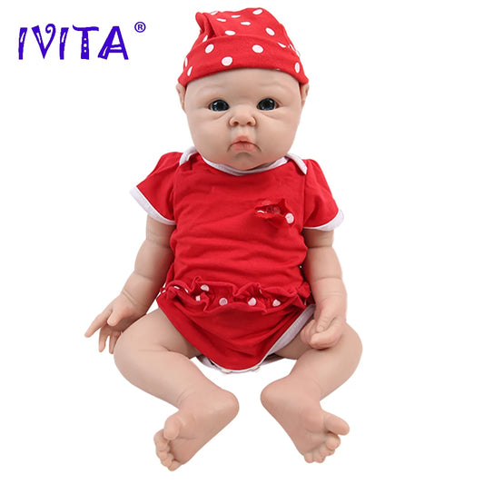 IVITA WG1525 18.5inch 3.29kg 100% Full Body Silicone Reborn Baby Doll Realistic Girl Dolls Soft Baby DIY Blank Children Toys