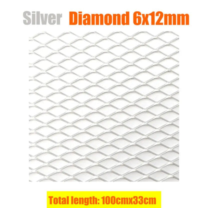 100x33cm Car bumper grille Aluminum Alloy Rhombic Grille Mesh Sheet Car grid ventilation grille for Bumper Car Accessories