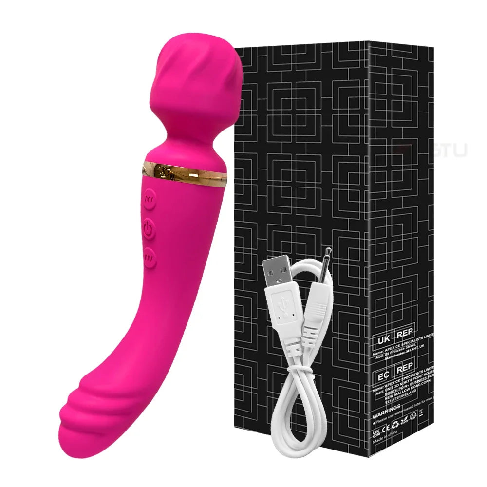 Heating AV Wand Vagina Vibrator for Women G-Spot Clit Stimulator Nipples Breast Massager Female Masturbator Sex Toy for Women