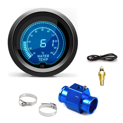 2'' 52mm Car Water Temp Gauge LCD Digital Display 40~140 ℃ With Water Temp Sensor Water Temp Joint Pipe Sensor Adapter 1/8NPT