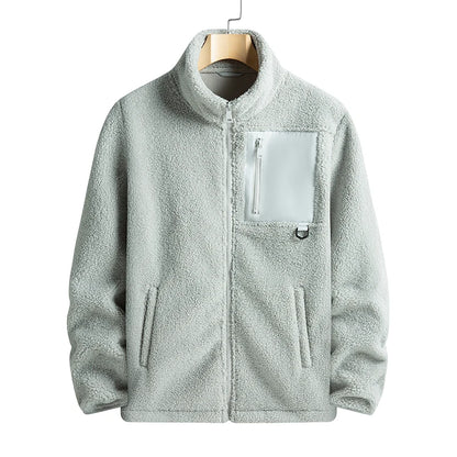 Men's Thicken Polar Fleece Jacket Autumn Winter Versatile Warm Sports Coat Men Outdoor Stand Up Collar Casual Loose Couple Coats