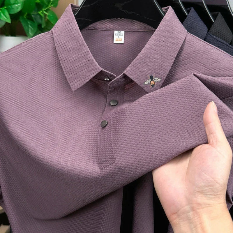 Luxury Men Short-Sleeved Polo Shirt Lapel Button Slit Hem Embroidery Designer Edition Korean-Style Leisure Fashion Men'sClothing