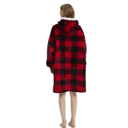 Winter Hoodies Sweatshirt Women Men Pullover Fleece Giant TV Oversized Blanket with Sleeves Robe Wearable Blankets