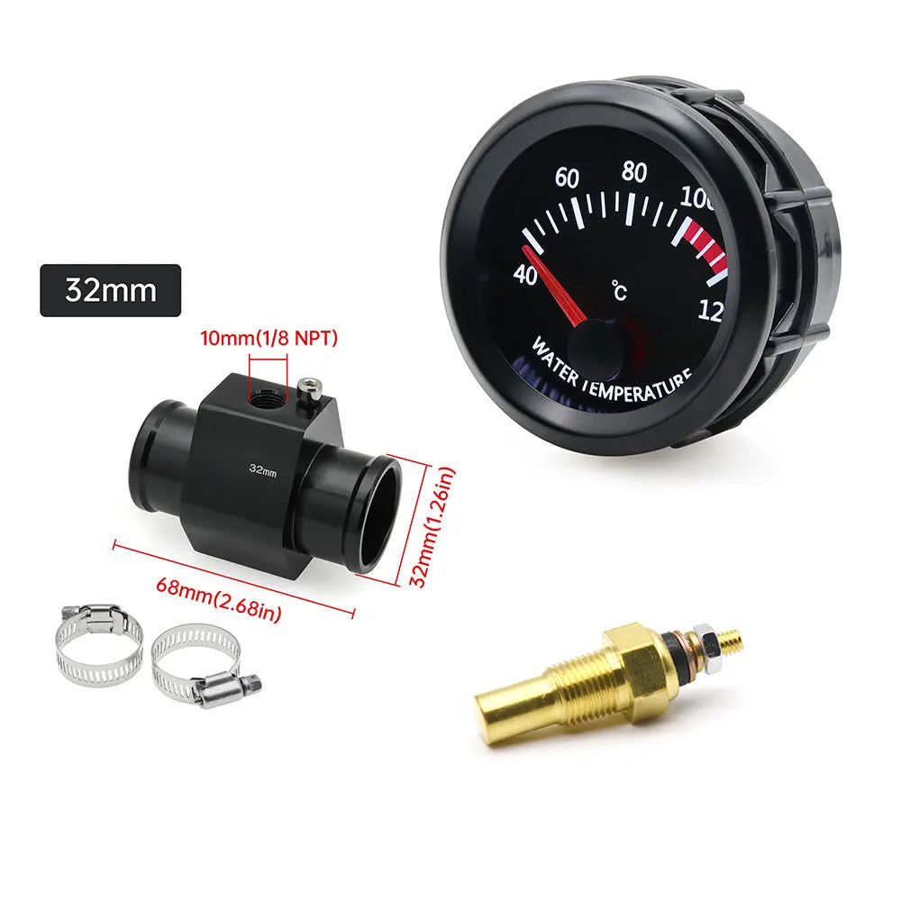 52MM Water Temperature / Oil Temp 12V Car Gauge + 26MM-40MM Adapter With Temp Sensor Collocation Car Accessories For All Vehicle