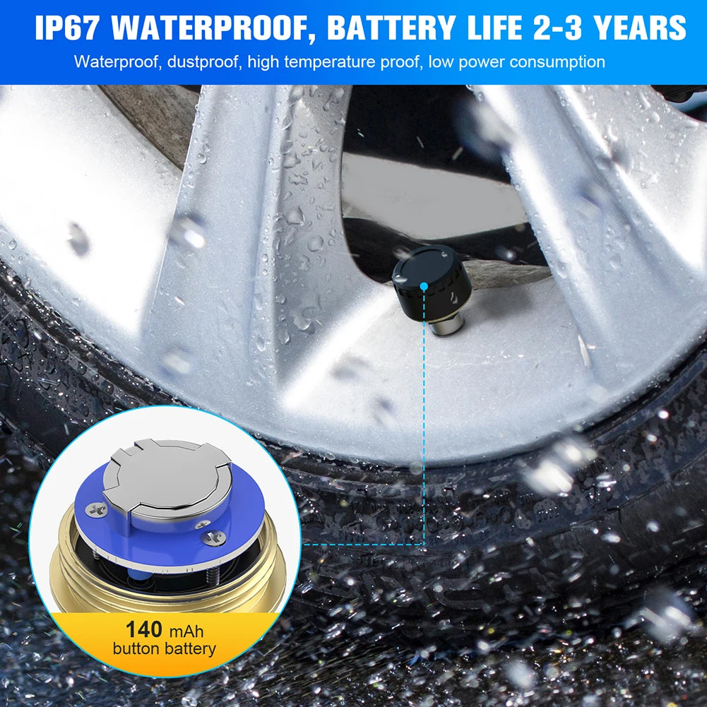 Bluetooth-compatible Tire Pressure Monitor System Mobile Phone Display Auto Motorcycle Tire Pressure Detection