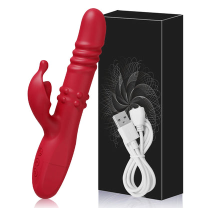3 in 1 Thrusting Rotating Vibrator Clitoris Massager Telescopic G Spot Stimulator Women Dildo Adult Sex Toys Female Masturbator