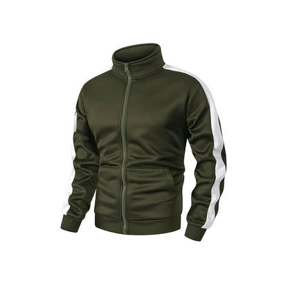 Men's Casual Tracksuit Zip Up Stand Collar Jacket & Sweatpants Classic Striped Suit for Men Fall Winter Daily Outdoor Streetwear
