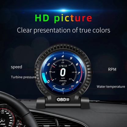 KWHUD HUD Head Up Display on Board Computer OBD2 Display Car Digital Speedometer Tacho Clock Oil Temperature Meters Turbo Gauges