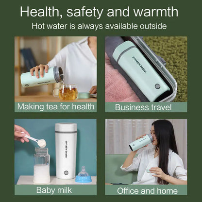 Portable Electric Kettle for Travel - Small Electric Thermos/Heating Cup/Bottle - Quick Boiling Hot Water Boiler/Heater/Warmer