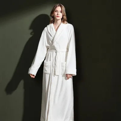 Men's Soft Plush Warm Winter Bath & Sleep Loungewear Stylish Cozy Couple's Matching Long Length Mink Fleece Patchwork Robe