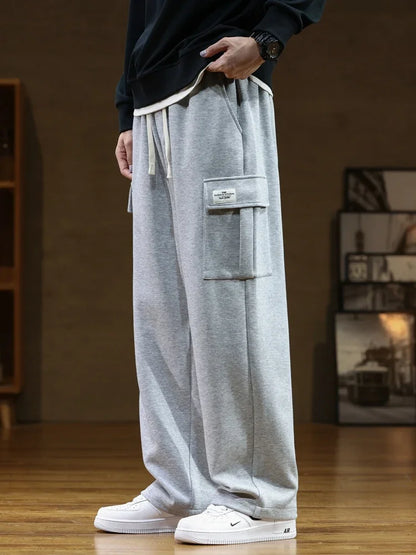 Autumn Sweatpants Cotton Men Baggy Joggers Cargo Pants Korean Neutral Breathable Loose Outdoor Solid color Wide legged Trousers