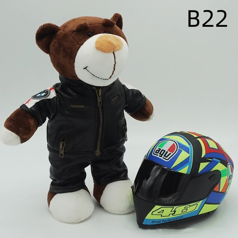 Kawaii helmet and teddy bear motorcycle decorations cute anime filled soft plush toys as gifts for friends during holidays