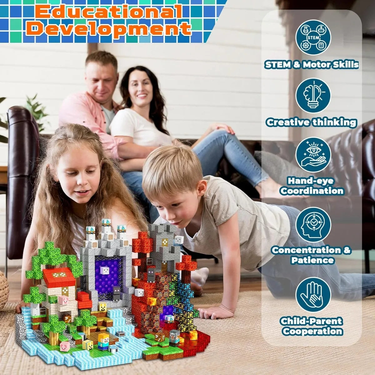Magnetic Building Blocks Mine World Magnetic Forest House Lava Brick Cube Toys Set STEM Sensory 2026 Gift for 3+ Boy Girl Kid