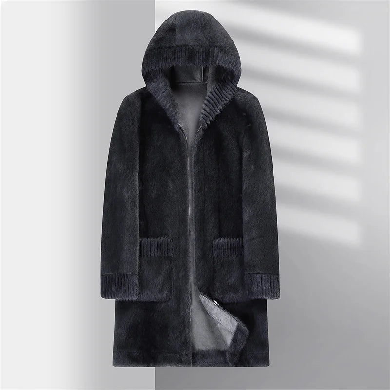 Casual Slim Solid Woolen Coat High Qualit winter jacket men fashion Woolen Coat Men's Casual Wool hooded trench coat Men Jacket