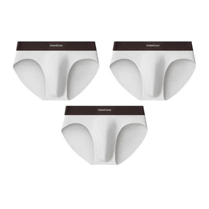 3Pcs Men’s Cotton Briefs No Fly Mid Waist U Convex Pouch Triangle Underpants Solid Color Breathable Summer Daily Underwear Male