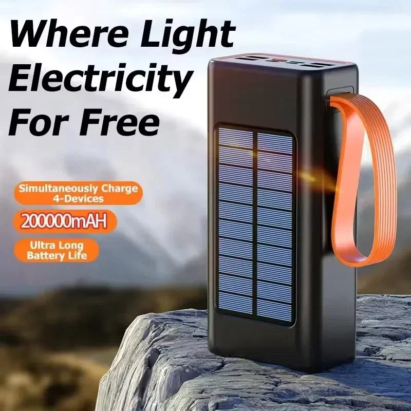 Lenovo 200000mAh Thicken Solar Jump Starter Big capacity Built-in Cables External Battery LED Light For iPhone Huawei Xiaomi