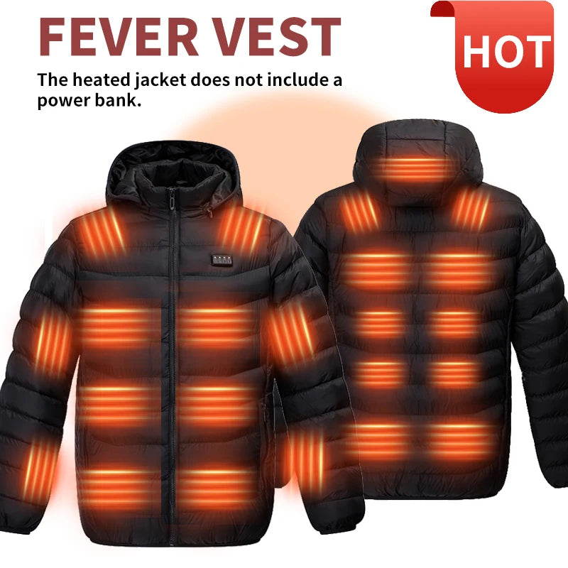Winter Cold Protection 4-Control 23-Zone Men's Heated Jacket Electric Heated Cotton Coat【Power supply not included】