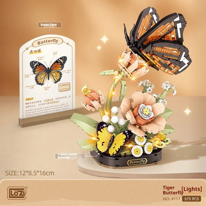 Children's small particle building block toy set insect series 478PCS potted orchid mantis model assembly assembly girl toy gift