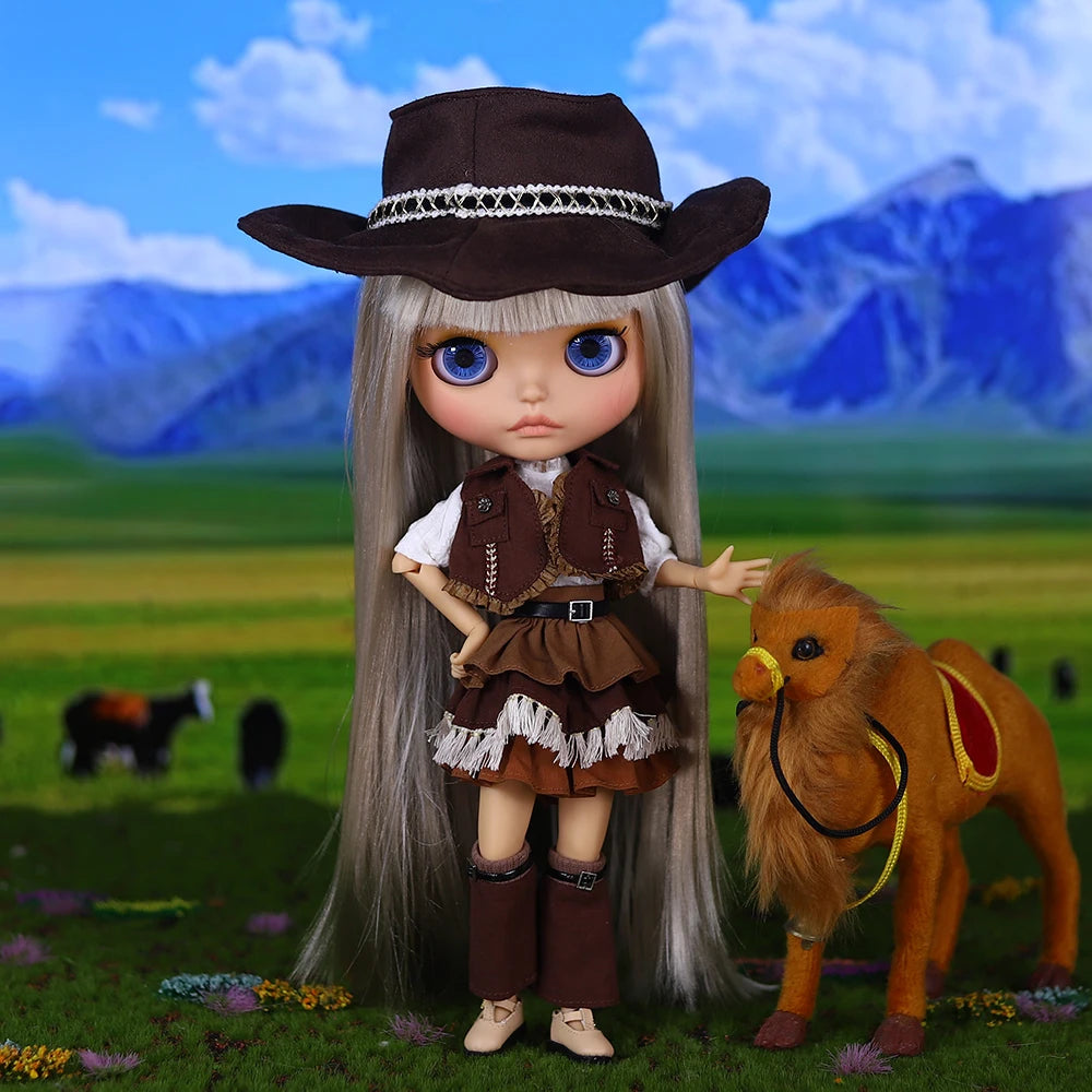 ICY DBS Blyth Doll BJD Joint Body Tan Skin Matte Face Western Cowboy Set Doll 1/6 30cm Girl Gift Anime SD