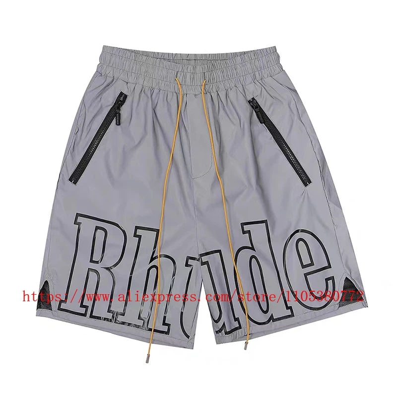New Arrival RHUDE Print Casual Shorts Loose Street Shorts with Pockets Men's High Quality Shorts