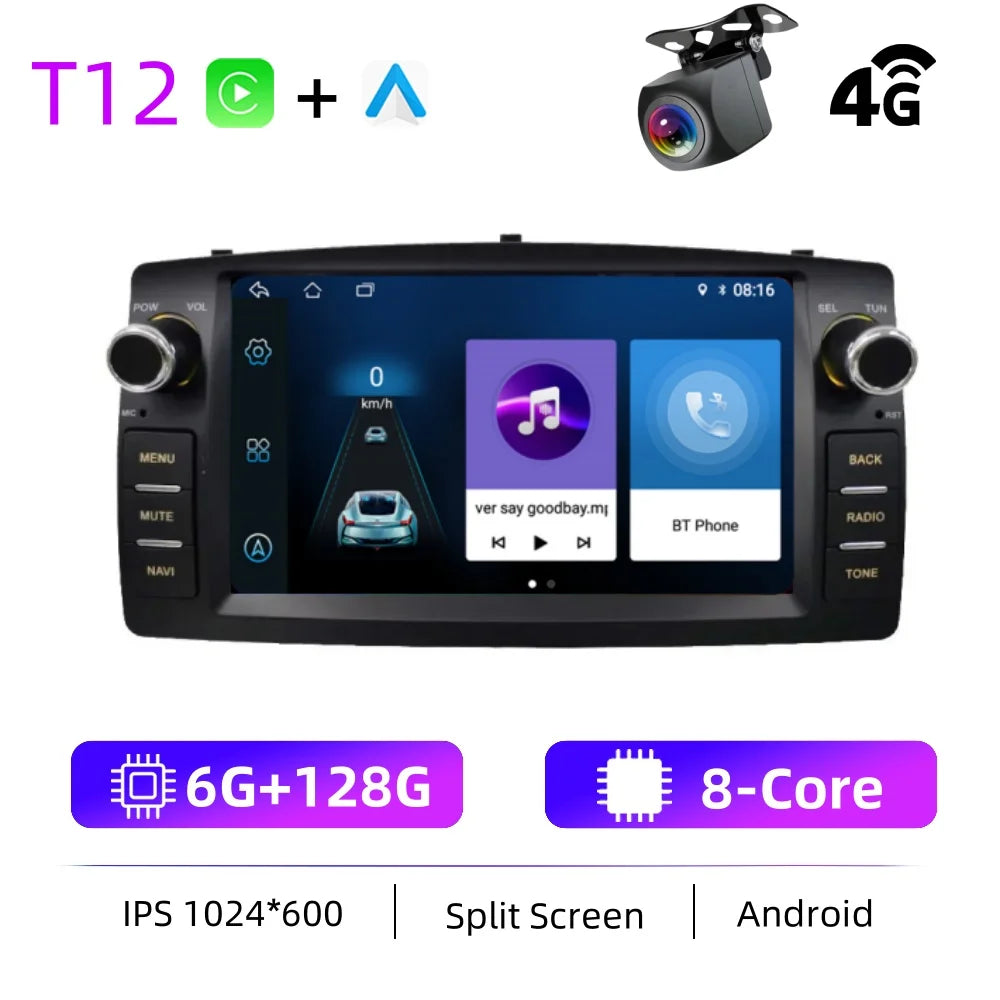 Car Radio Android For Toyota Corolla E120 2003-2006 BYD F3 Carplay Multimedia 7'' Player 2Din Autoaudio Head Unit Navigation GPS