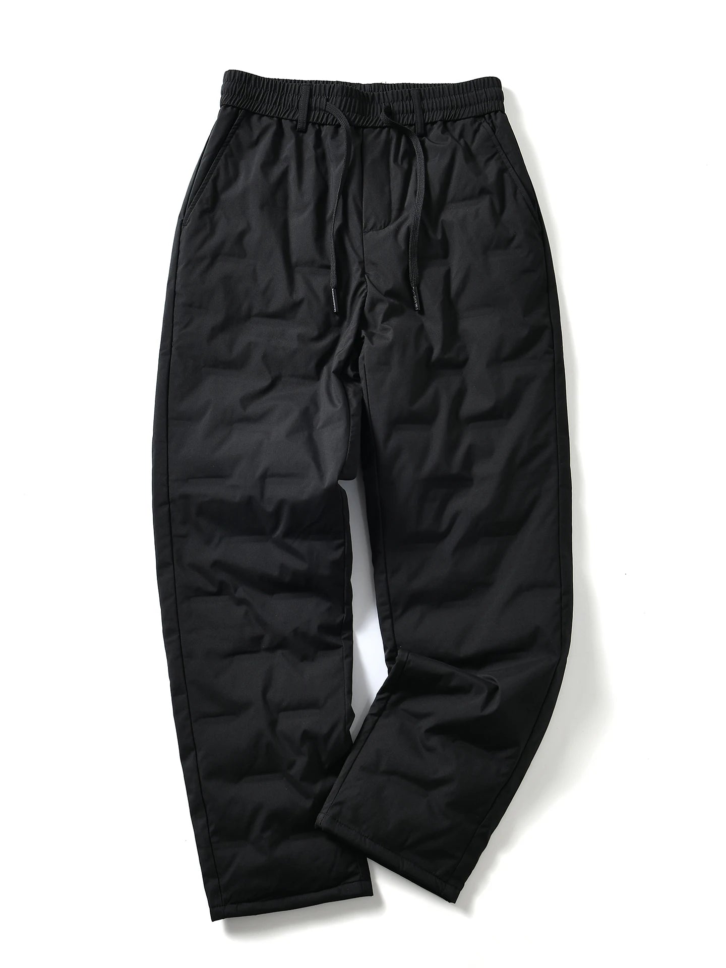 Men's Lightweight Duck down Straight Leg Elastic Waist Pants Winter Warm Casual Fashionable Polyester Fiber Long Trousers