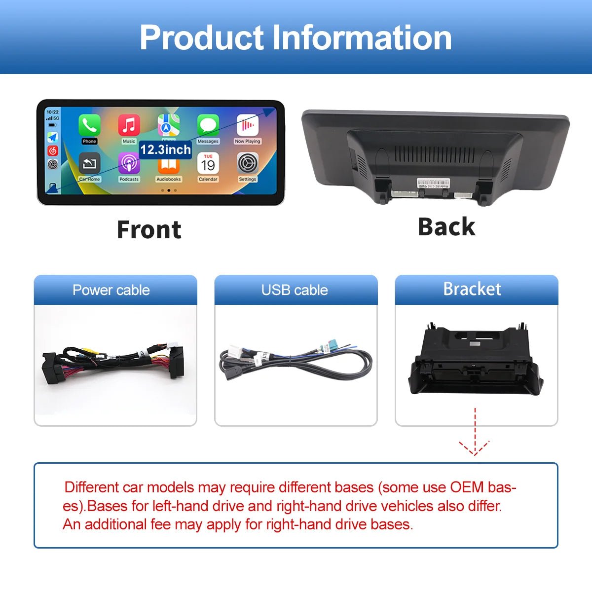 12.3“Wireless CarPlay For Mercedes Benz GLA CLA GLC GLK W205 W176 C117  Ultra thin Touch Multimedia screen with Android Auto BT