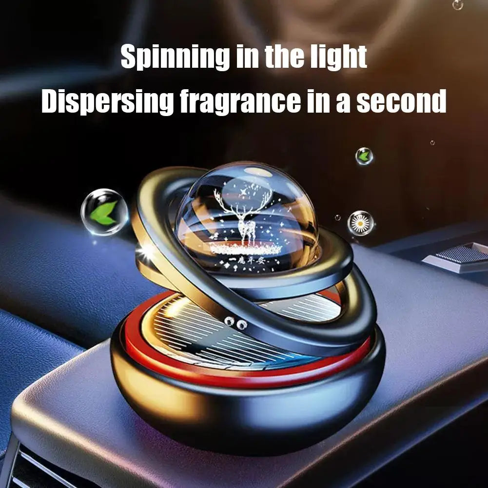 Car Solar Aromatherapy Ornaments Car Double Suspended Crystal Ball Rotating Aromatherapy Perfume Ornaments Creative Ornaments