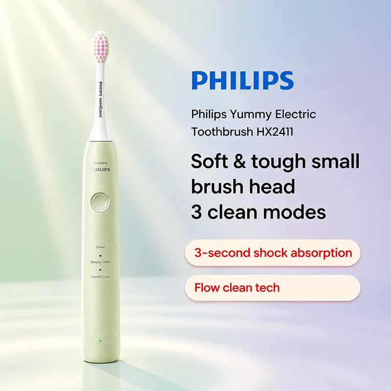 Philips HX2411 Electric Toothbrush Waterproof Rechargeable Oral Cleaning 2-minute Timer with 3Modes Giving Valentine's Day Gifts