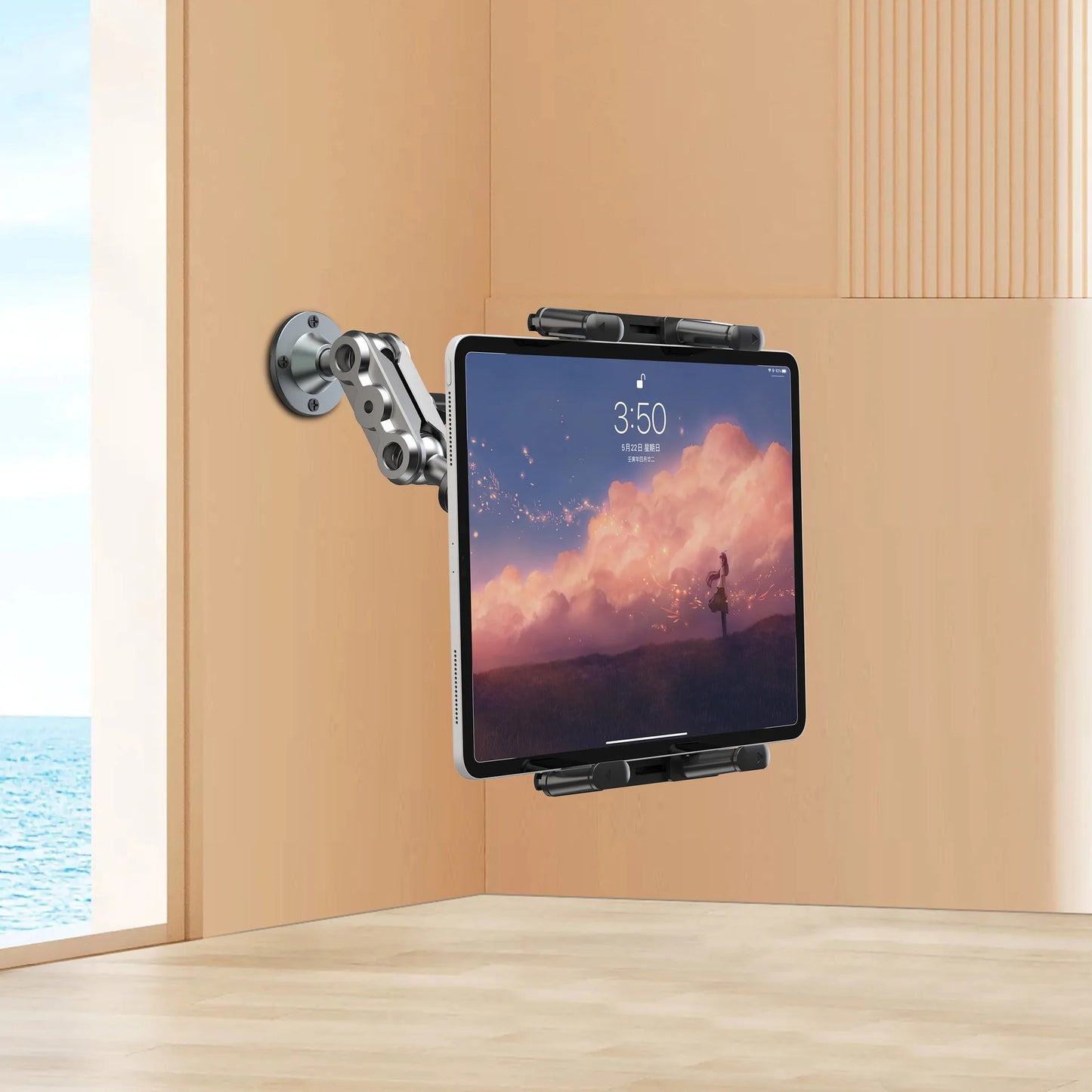 Heavy Duty Tablet Holder Wear Resist 2-Stage Phone Stand 360 Degree Rotable Car Dashboard Phone Mount for Car Bike Boats Trucks
