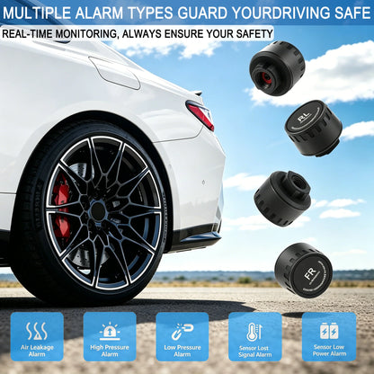 YNF Tire Pressure Monitoring System with Solar Charge, +number plate TPMS with 4 Sensors，3-Digit Display for More Precise Tire P