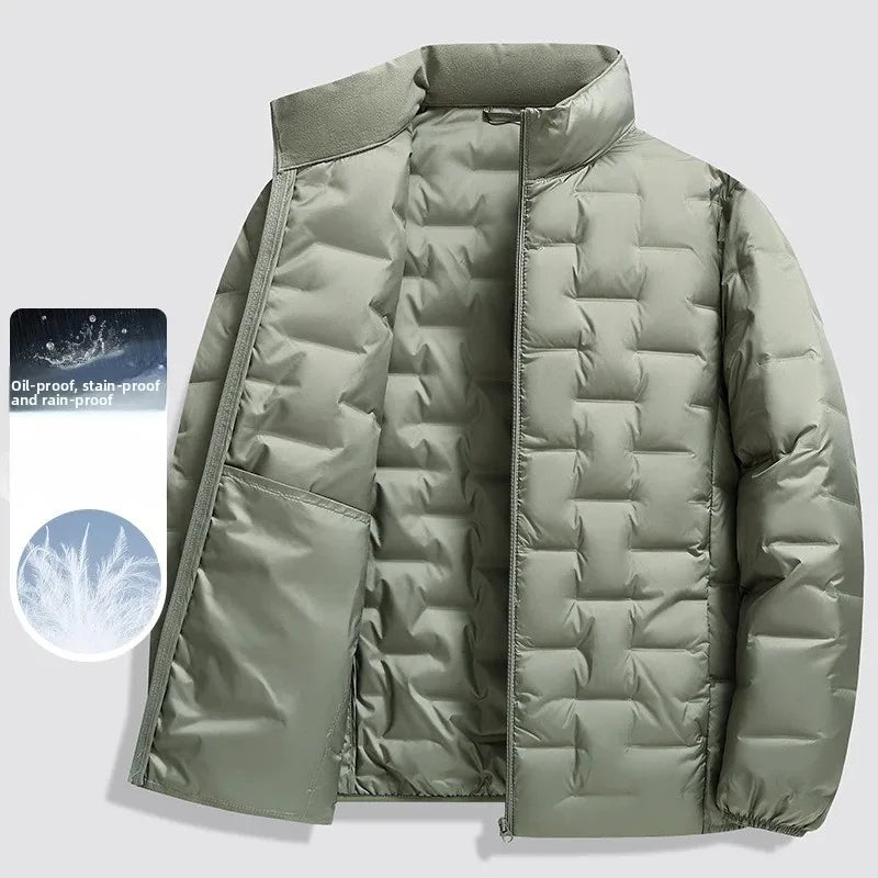 Winter New 90% Duck Down Jacket, Cycling Sports Stand-up Collar, Warm and Lightweight, Men's Solid Color Breathable Down Jacket