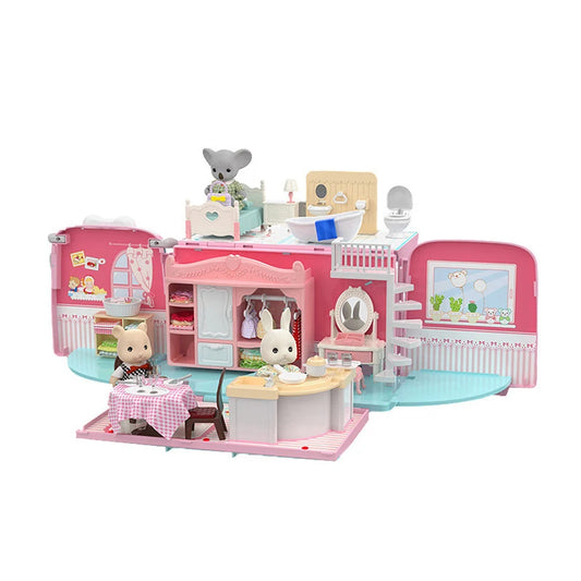 Dollhouse Koala Tour Bus Diary Girl Play House Toy Diy Bedroom Dresser Dining Kitchen Bathroom Shop Pretend Family Toys Girls