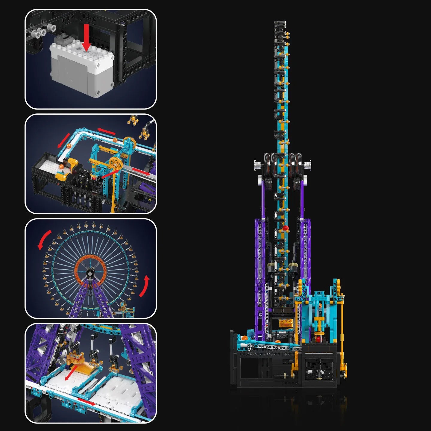 The Great Ball Transportation Assembly Toys The Motorized Ball Ferris Wheel Building Block Desktop Ornament Brick Set Boys Gifts
