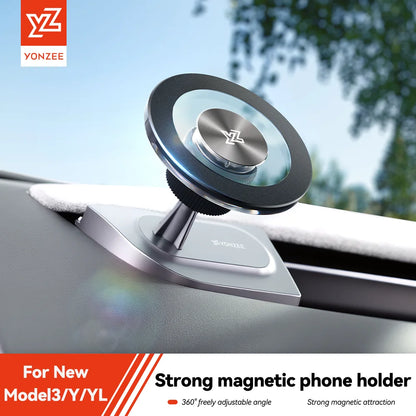 YZ For Tesla Model 3 Y YL Highland Juniper 360° Rotation Car Phone Holder ABS Strong Magnetic Mount Phone Stand 2026 Accessories