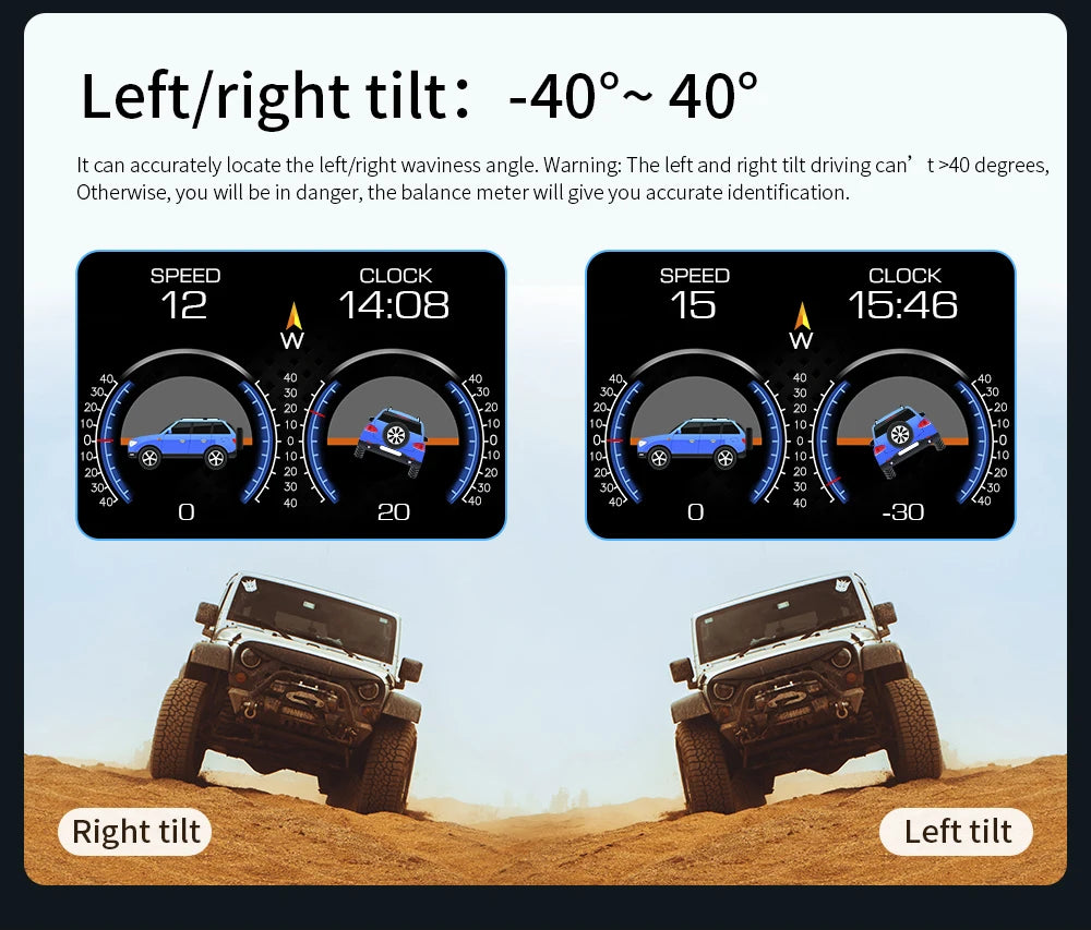 Head up Display OBD + GPS Car Water Temperature Turbo Oil Temperature Multi-function Meter LCD Display Automotive Speed Alarm
