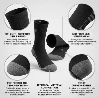INSELLE Men's Professional Sports Socks, Towel Bottom, Shock Absorbent, Buffer, Arch Protection, Odor proof, Sweat wicking