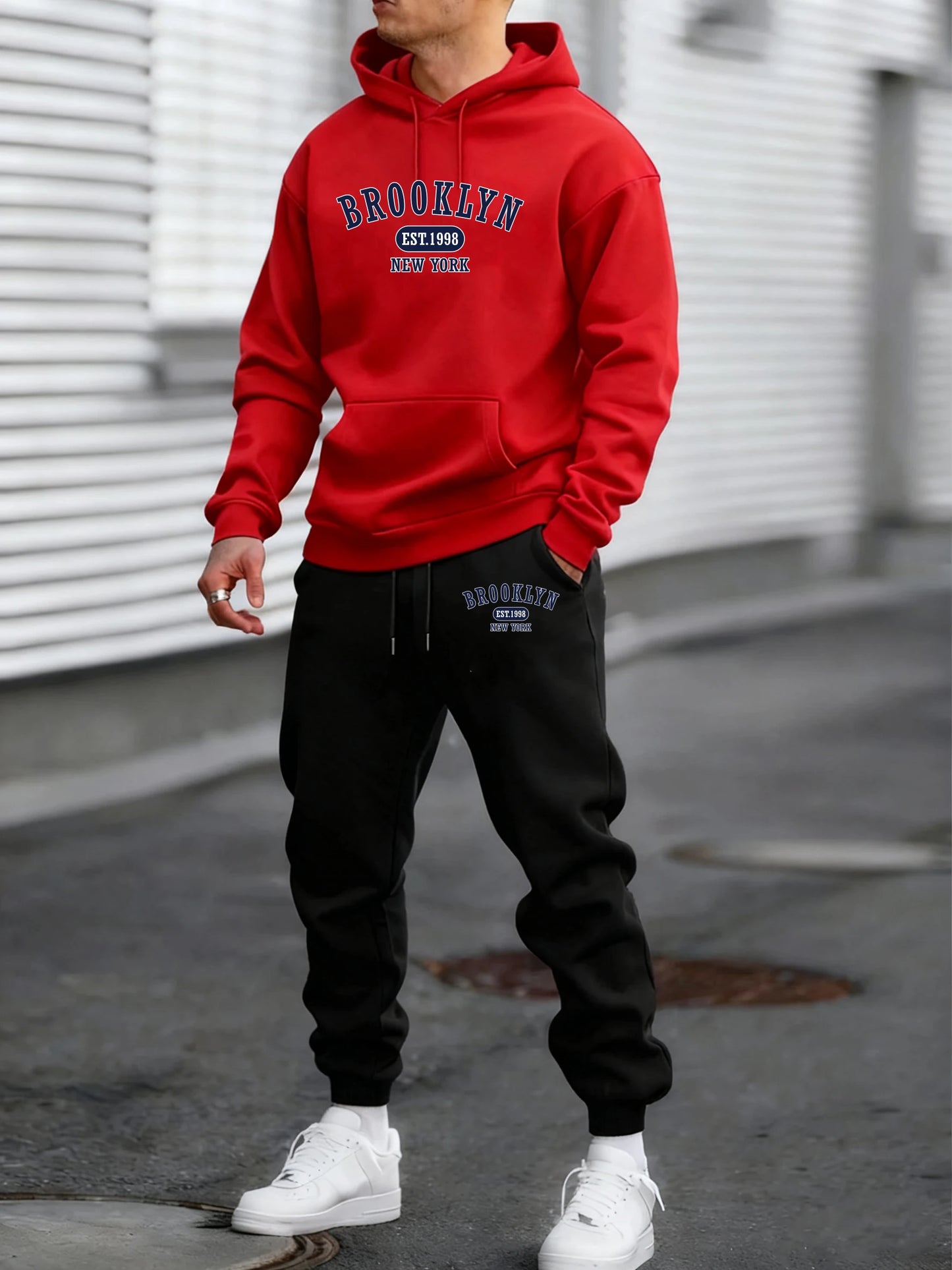 Brooklyn Est 1998 New York Printed Men's Hoodie Set Harajuku Round Neck Hoodie Autumn/Winter Fashion Hoodie Sportswear